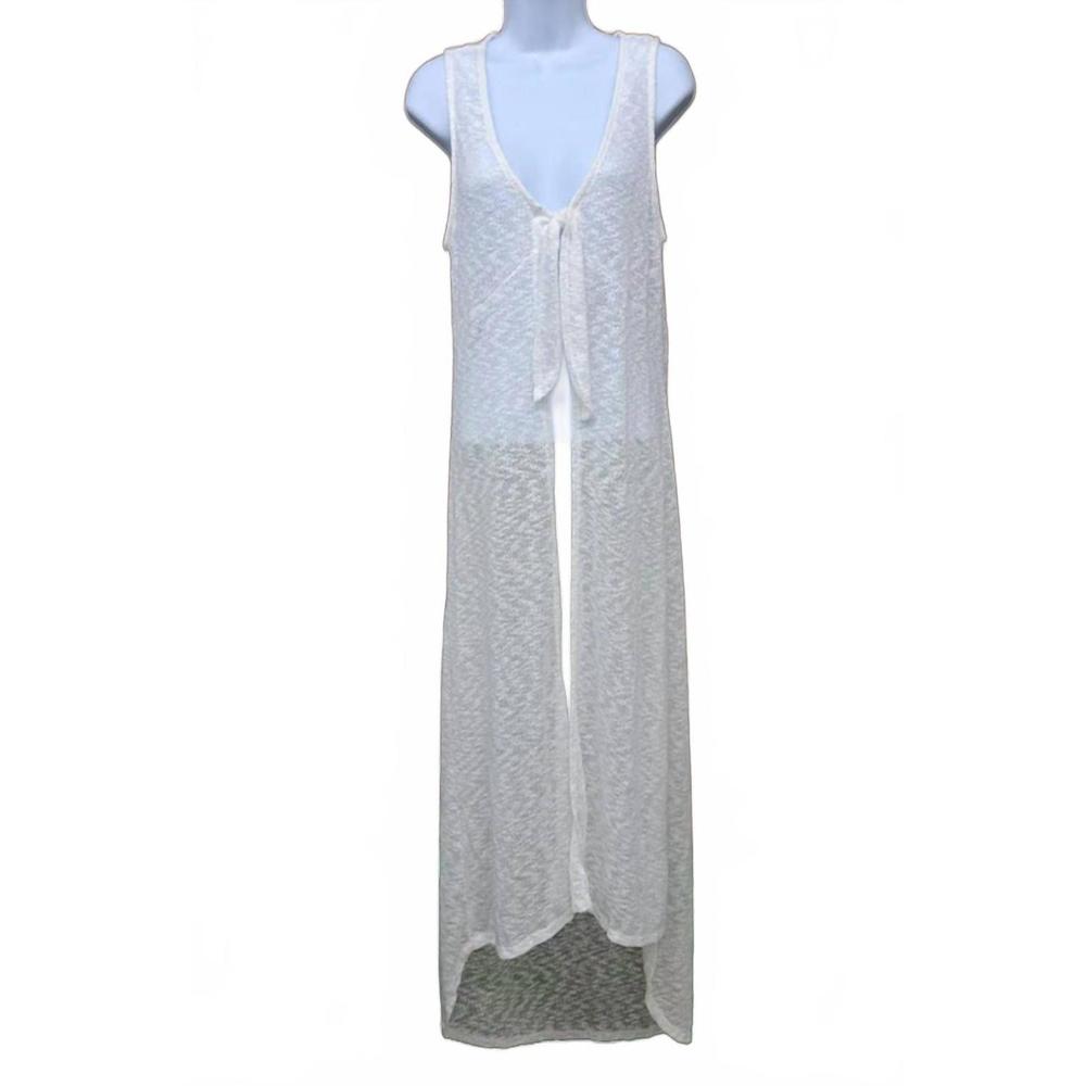 NEW SHOP BASIC women's sleeveless tied cover up in white